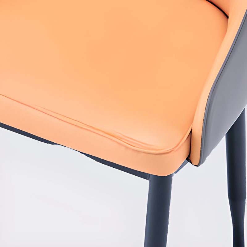 Modish Dinette Armless Chair with Parsons Back, Cushioned Alloy Legs, and Foot Pads