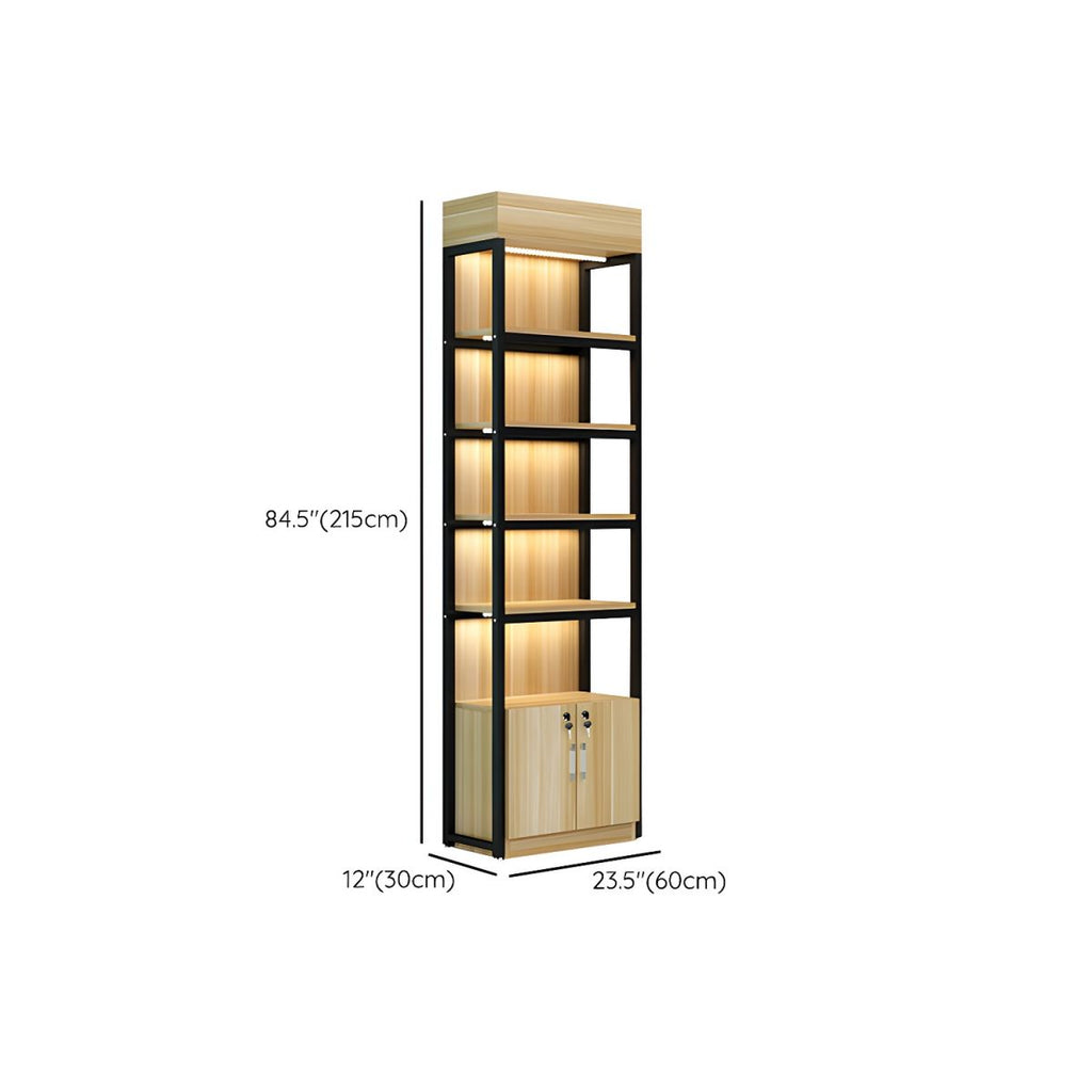 Modern Living Room Display Stand Wooden Multi-shelf in Natural