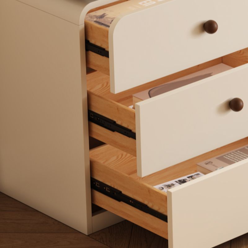 Modish Large/Standard Vanity Set with Natural Wood Table Top, White Chair, and 3 Drawers/6 Drawers