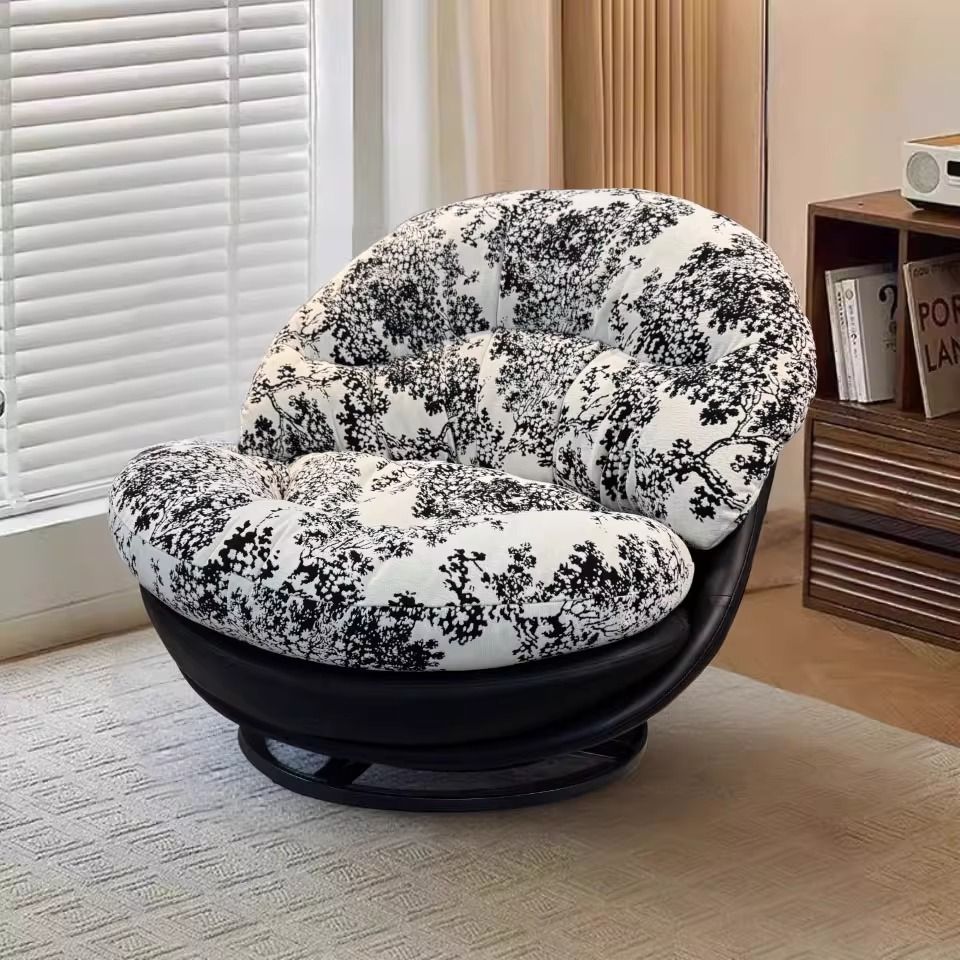 Simplistic Floral Pattern Side Chair with Fixed Back in Fuzzy Fabric White