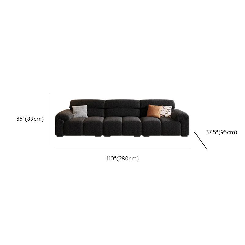 Modish Solid Color Water Resistant/Stain Resistant Standard Sofa/Single Sofa in Midnight Black, Seats 5/4/3 with 3/2/1 Pillows