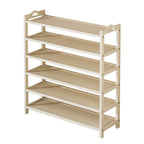 Art Deco Bambusa Rectangle Shoe Rack in Chalk with 6 Shelves for 11-40 Pairs in Drawing Room