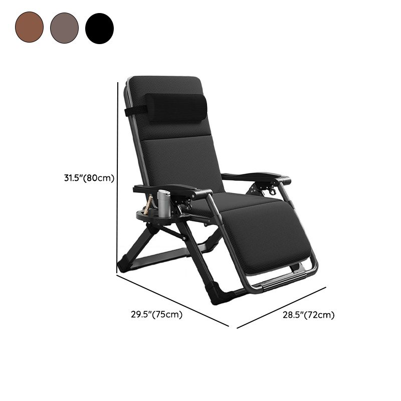Solid Color Arm Recliner in Midnight Black/Tan with Space-saving Alloy Frame, Standard Base, Cupholder, and Removable Back