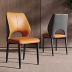 Modern Upholstered Armless Dinette Side Chair with Black Steel Legs
