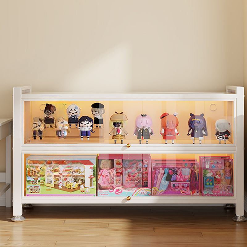 Organizer Shelf with 6-Shelf in Steel, Vertical/Lateral Filing, Transparent Glass Door, Closed Back