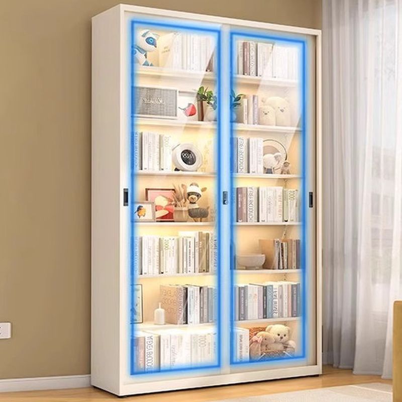 Steel Vertical Barrister Bookcase with Transparent Glass Doors and Closed Back, Featuring 6-Shelf/5-Shelf/4-Shelf