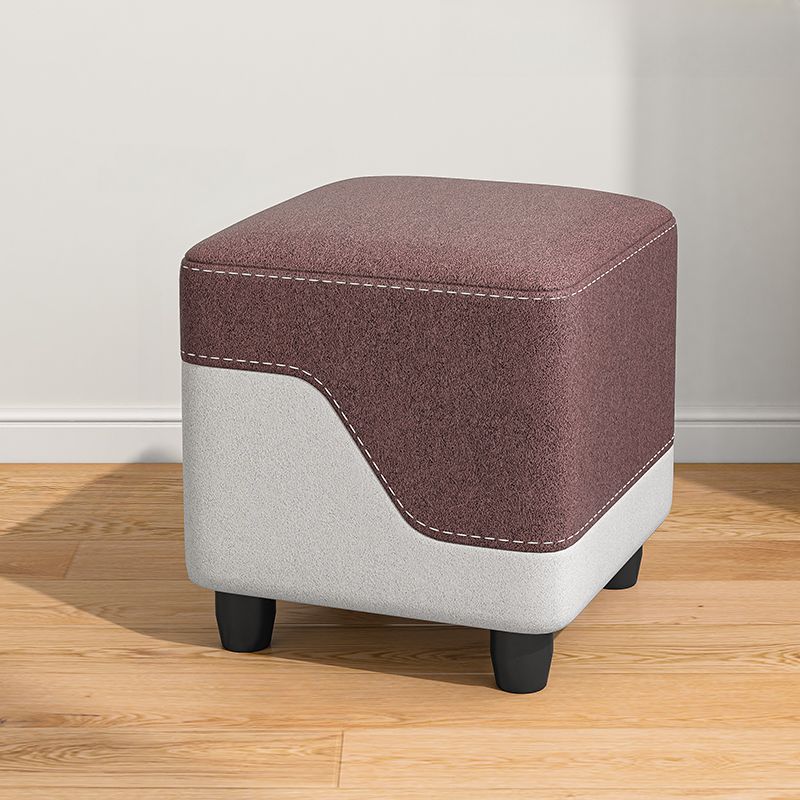 Modern Square Solid Color Cube Ottoman in Dove Grey/Light Blue/Tangerine with Natural Wood Frame