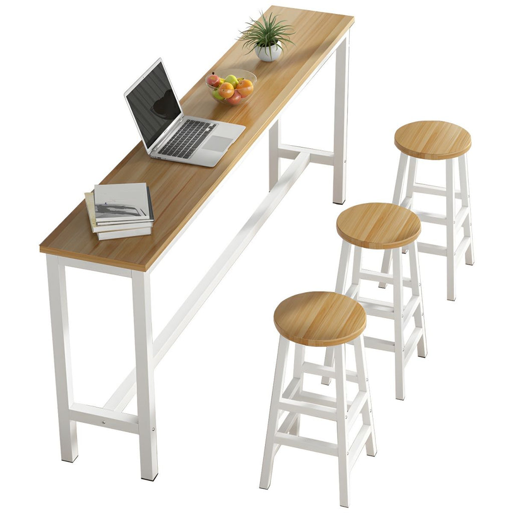 Modern Light Wood Rectangular Bar Set with Trestle Base and Counter Height (100cm)