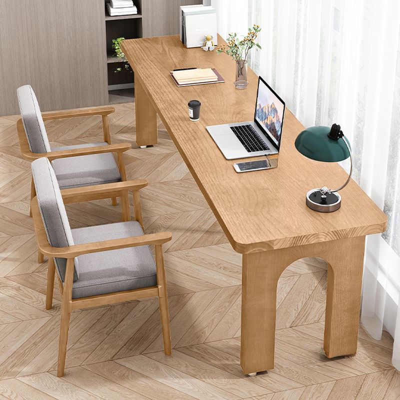 Casual Writing Desk with Easy Assembly, Moth Proof Parsons Base, Natural Top, Unattached Installation, and Foot Pad