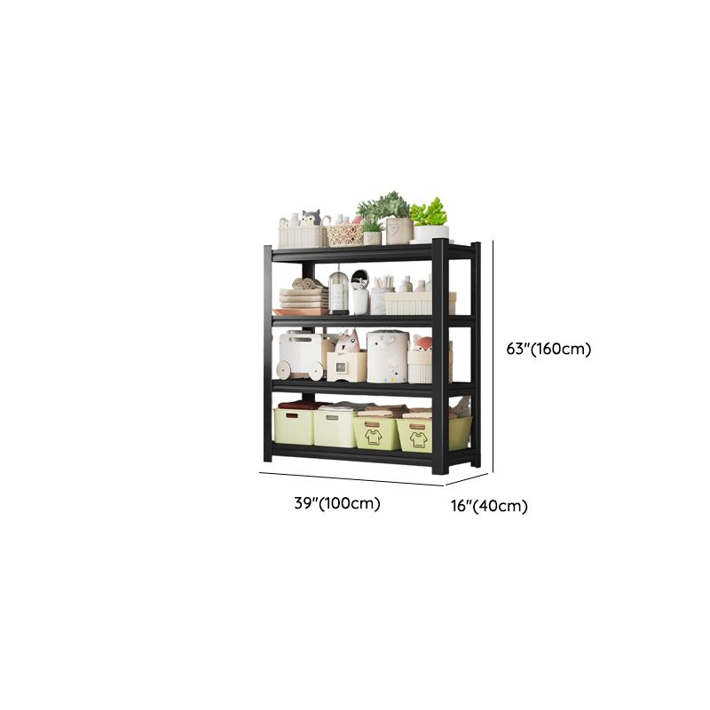 Midnight Black Trendy Storage Shelf with Steel Frame, Unattached Installation