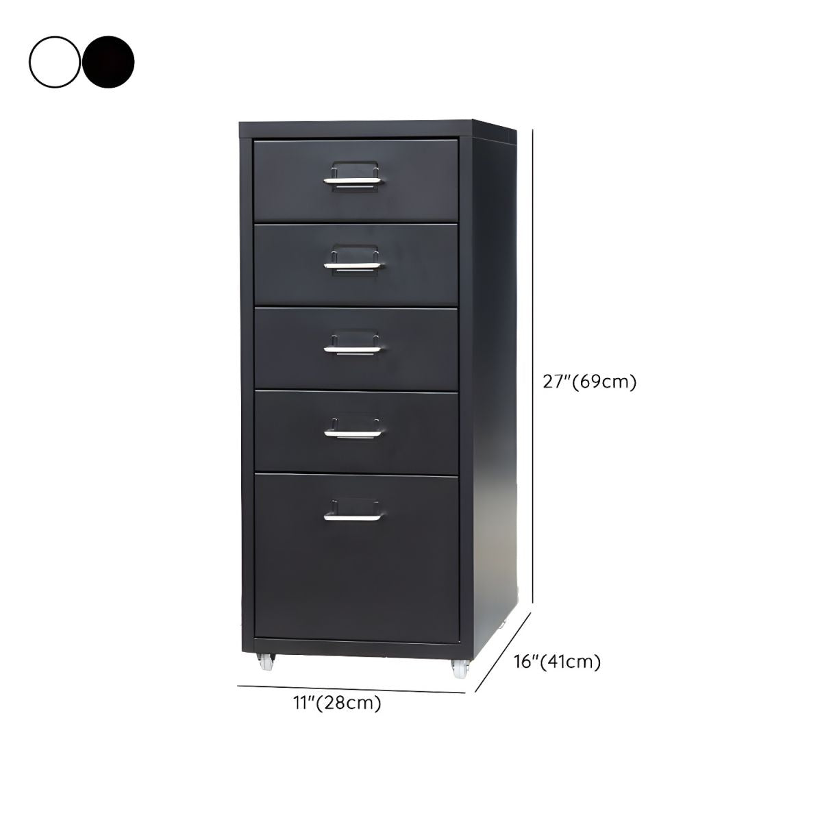 Compact Steel Filing Cabinet with Soft Close Drawers & Casters
