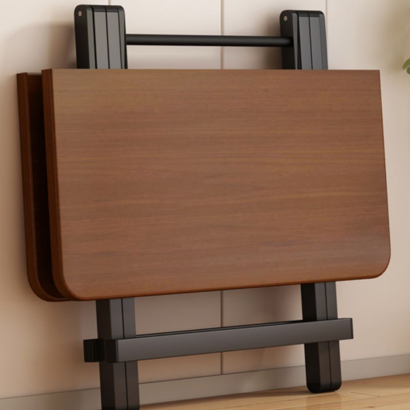 Trendy Folding Square Bi-fold Table in Midnight Black/White, Scratch-shielded with Wood Top