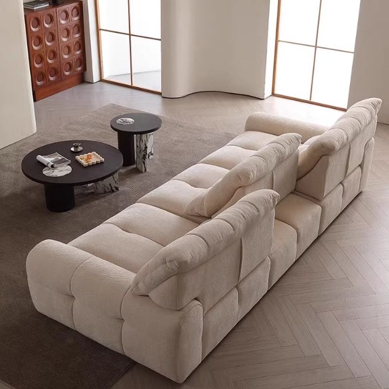 Modish Solid Color Water Resistant Ivory Sofa with Arm, Available as Standard, Loveseat, or Single Sofa, Seats 5, 4, or 3