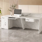 Reception Desk Rectangle with Hutch 2 Drawers/1 Drawer Hutch Keyboard Tray and Filing Cabinet, Manufactured Wood Top