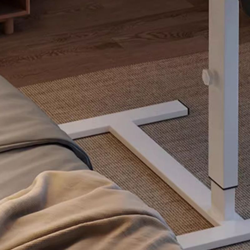 Minimalist Manual Moves Up and Down Bend-resistant Cocoa/Chalk Timber Standing Desk with H-Shape Base and Wheels / Casters