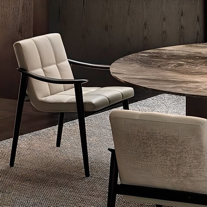 Art Deco Parlor Arm Chair with Enclosed Back, Cushion Upholstery, Armrest, Ink Lumber Legs