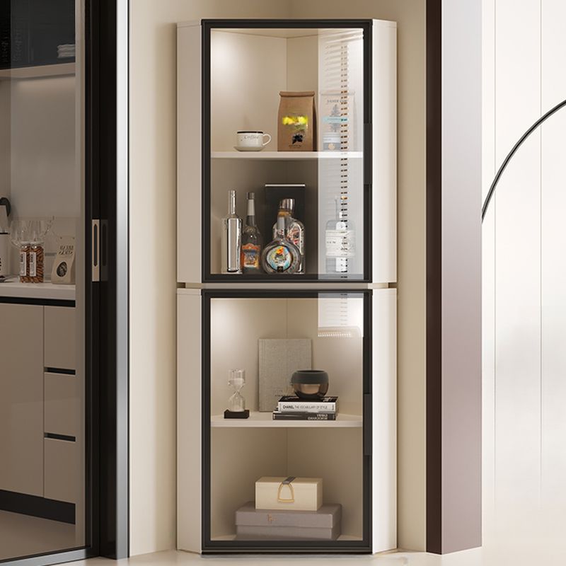 Nook Detached Accent Cabinet with Damp-proof and Scratch-immune Features, Glazed Door, Grip Bars, and Midnight Black/Chalk/Sepia Top
