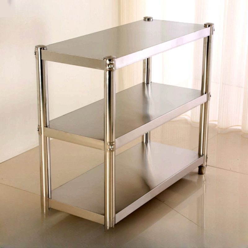 Silver Contemporary Standard Baker's Rack with Steel Frame and Metal Shelves