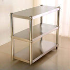 Silver Contemporary Standard Baker's Rack with Steel Frame and Metal Shelves