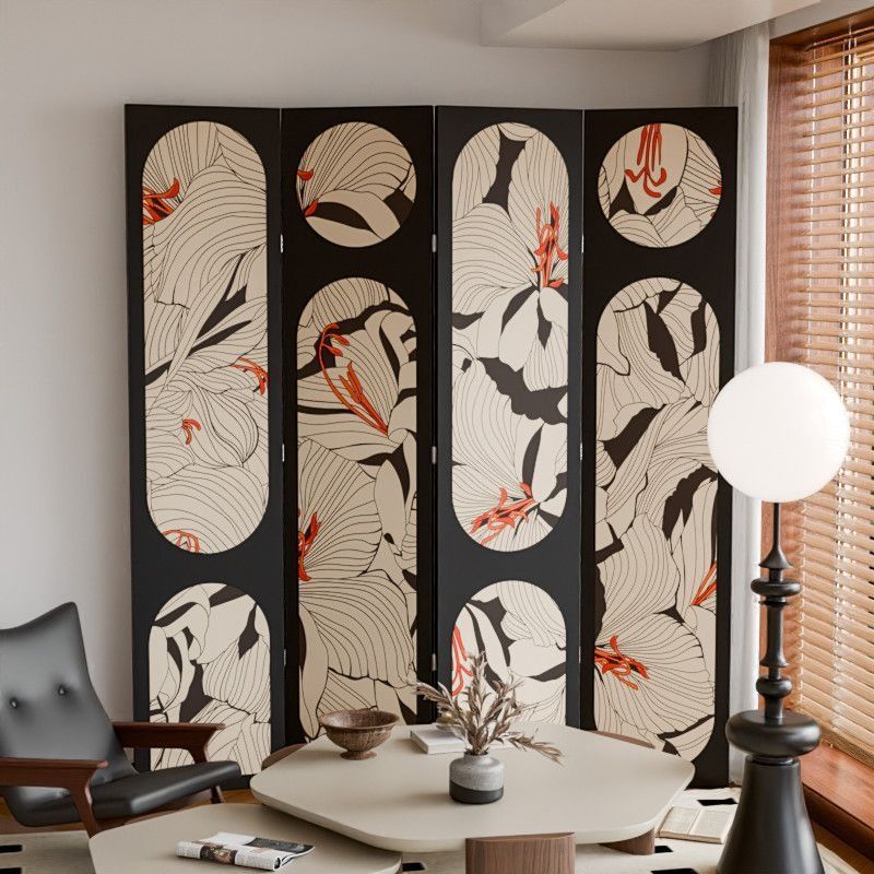 Minimalist Opaque Fold-up Screen Divider with Laminate Frame, 4 Panels, Double Sided Print, and Independent Design