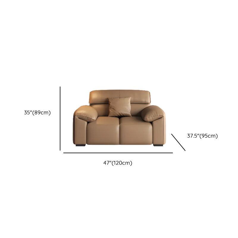 Mocha Full Grain Leather Standard/Single Sofa with 3/1 Pillows
