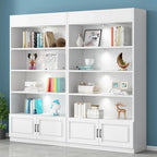 Pale Wood Finish Display Stand with Stockroom, 5 Shelves, Sealed Cabinet, Independent and Encased with Flush Overlay