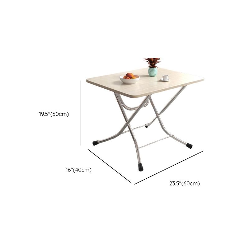 Silver Veneer Dining Table with Crossed Legs, Foldable Square Top for 2-seater, Scratch Resistant