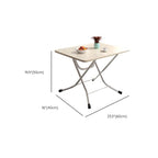 Silver Veneer Dining Table with Crossed Legs, Foldable Square Top for 2-seater, Scratch Resistant