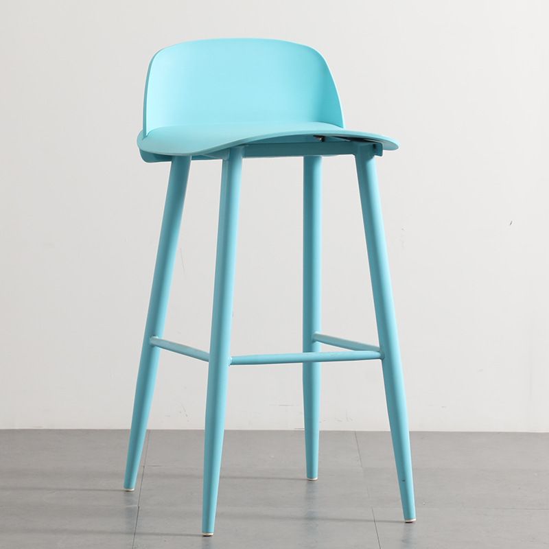 Casual Polymer Bar Stools in Hot Pink/Lemon Color/Light Blue with Back and Pail Seat, Featuring Leg Rest