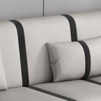Striped Standard Sofa in Dark Gray/Cerulean/Off-White with Armrest