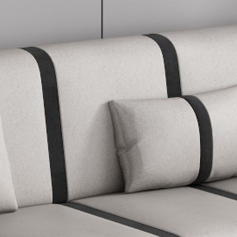Striped Standard Sofa in Dark Gray/Cerulean/Off-White with Armrest
