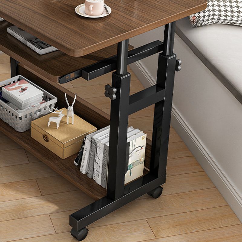 Casual Wood Stand Vertical Adaptable Height Laptop Cart with Wheels