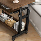 Casual Wood Stand Vertical Adaptable Height Laptop Cart with Wheels