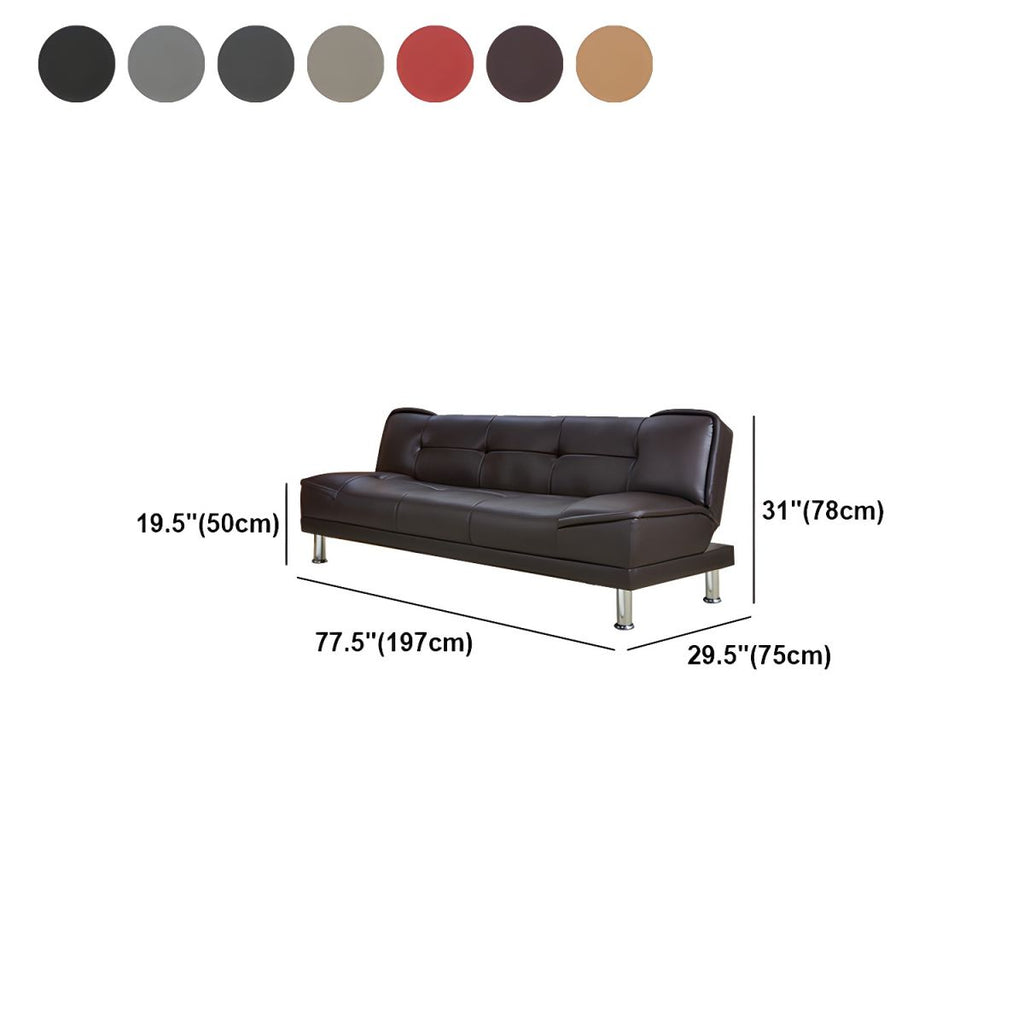 Armless Cotton Blend and Leather Convertible Contemporary Sofa Bed