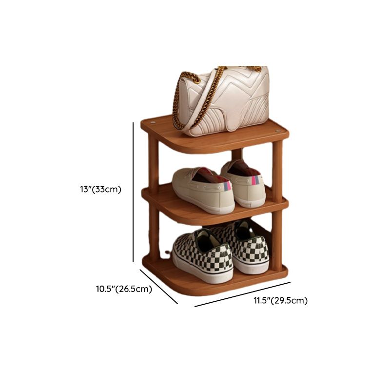 Art Deco Composite Wood Rectangle Shoe Rack in Light Brown with 9 Shelves for 1-10 Pairs in Drawing Room with Individual Shoe Cubby Holes
