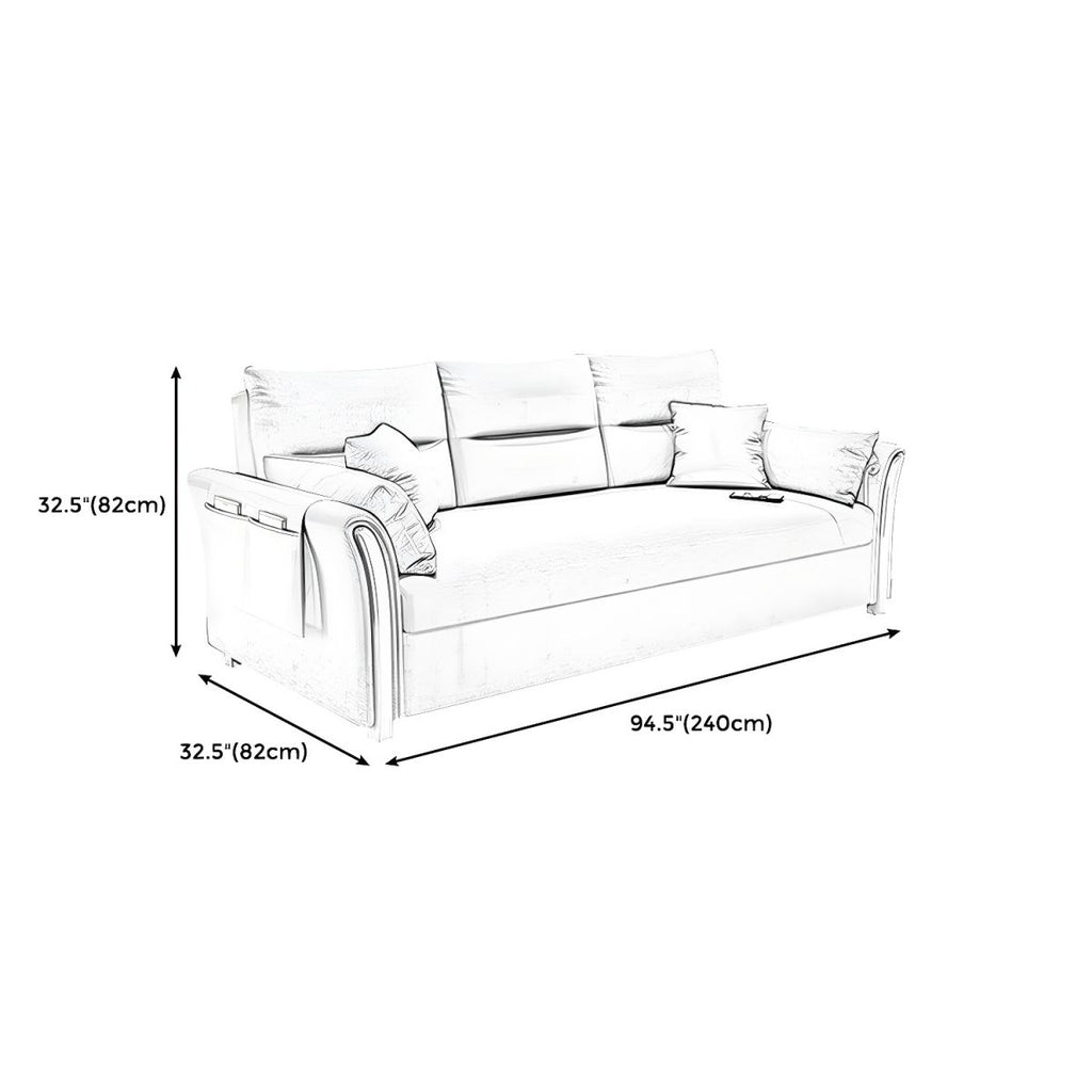 Brown Convertible Settee Furniture Flared Arm Standard Bed Settee