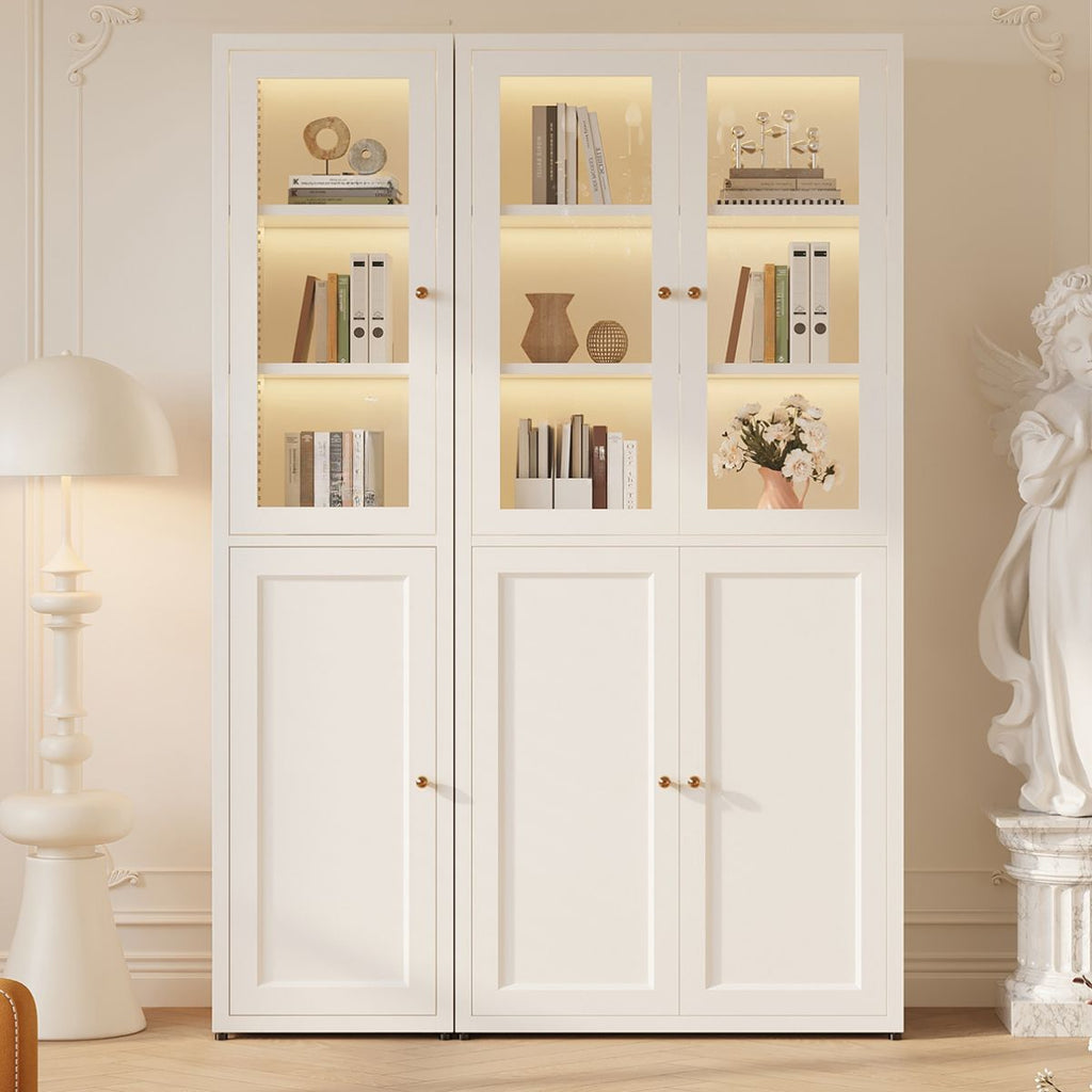 Steel Vertical Organizing Shelf with 2 Cabinets and 6-Shelf Closed Back