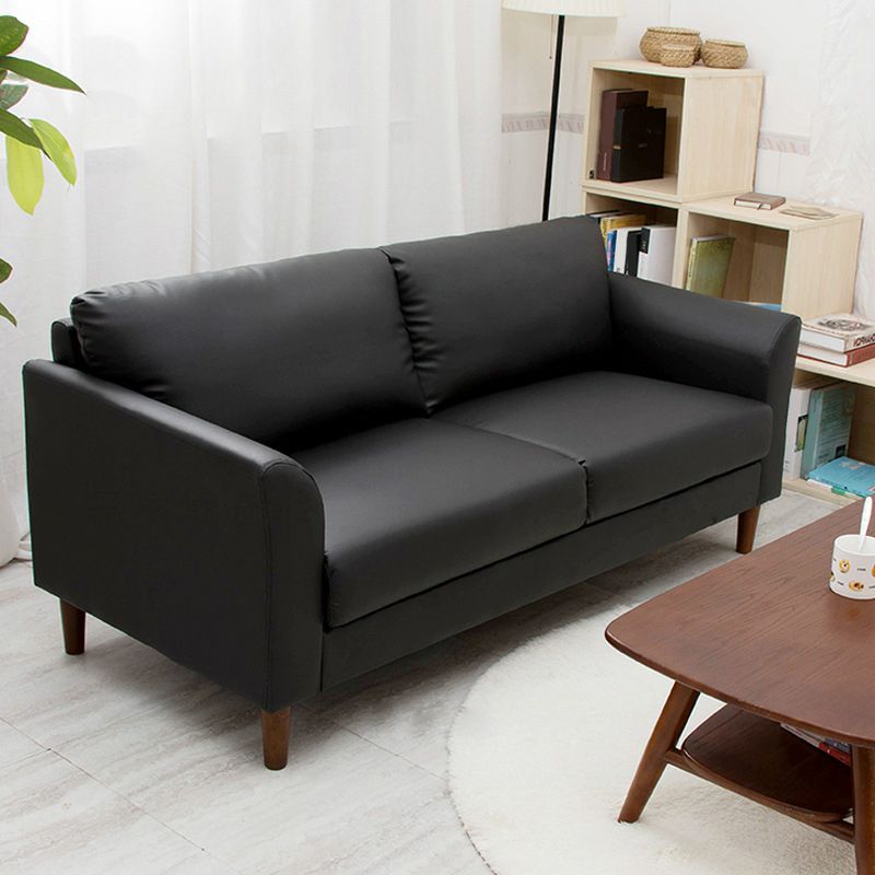 Art Deco Faux Leather Flared Arm Loveseat with Cushions for Living Room