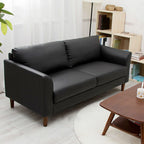 Art Deco Faux Leather Flared Arm Loveseat with Cushions for Living Room