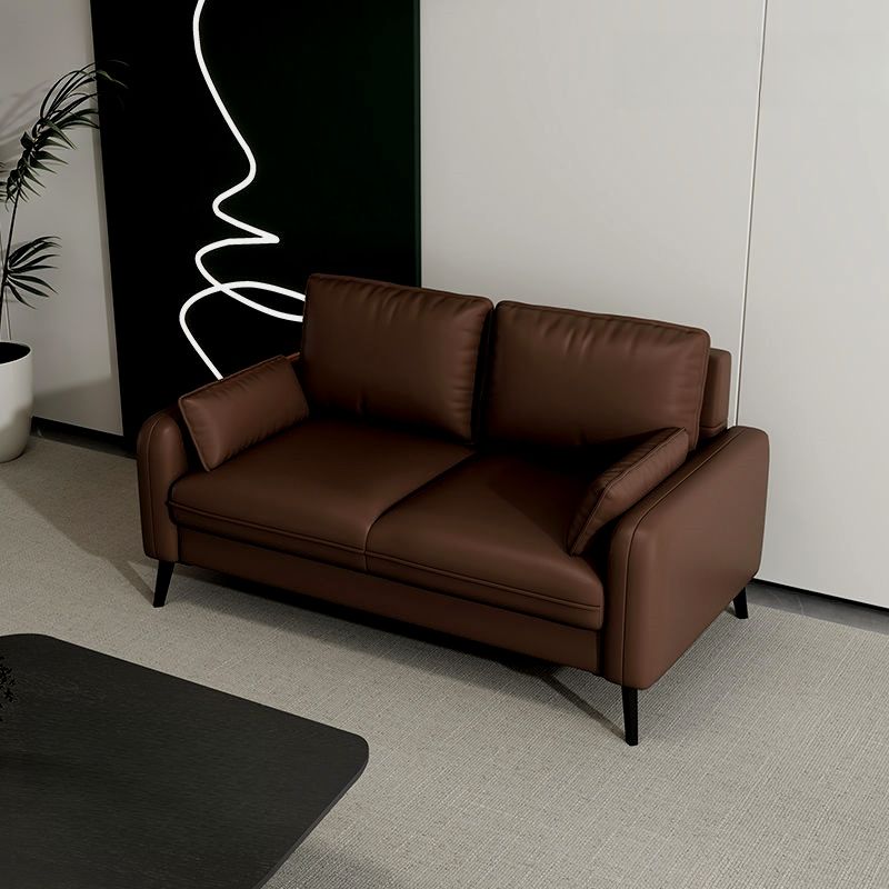 Contemporary Scratch-immune Solid Color Cerulean/Olive Green/Amber Color Loveseat for Seats 2 with Pillow Back and Square Arm