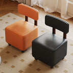 Modish Solid Color Accent Stool in Ink/Sand/Orange with Wheels Base, Upholstered Seat, and Back