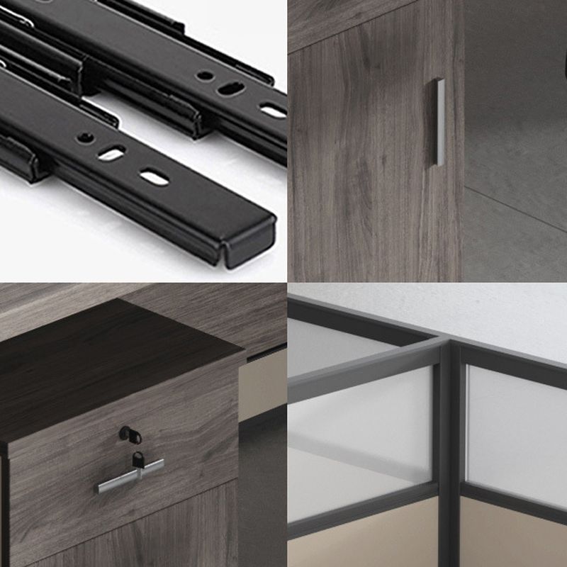 Art Deco Rectangular/Square Office Desk with Reclaimed Wood Gray Table Top, Pc Desk, Desk Included, and Twin Support