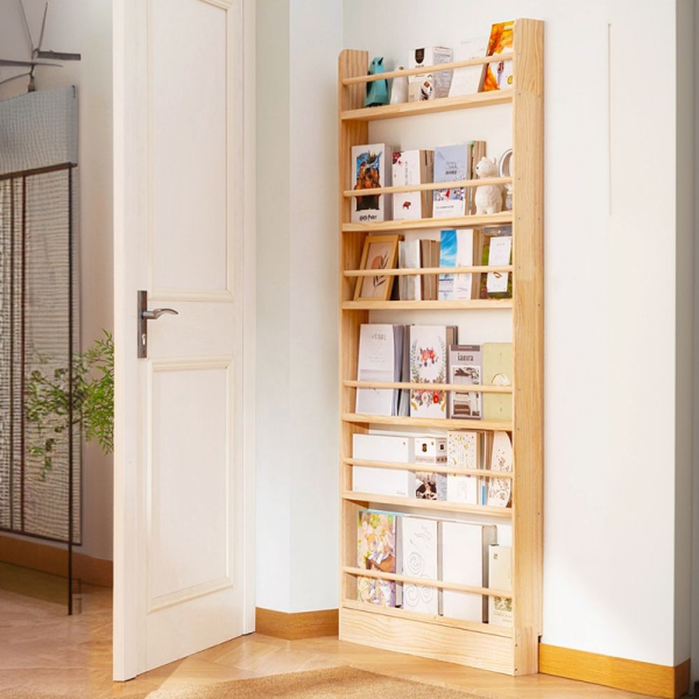 Unfinished Color Vertical Open Display with Open Back, Featuring 6/5/4 Shelves in Natural Wood