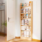 Unfinished Color Vertical Open Display with Open Back, Featuring 6/5/4 Shelves in Natural Wood