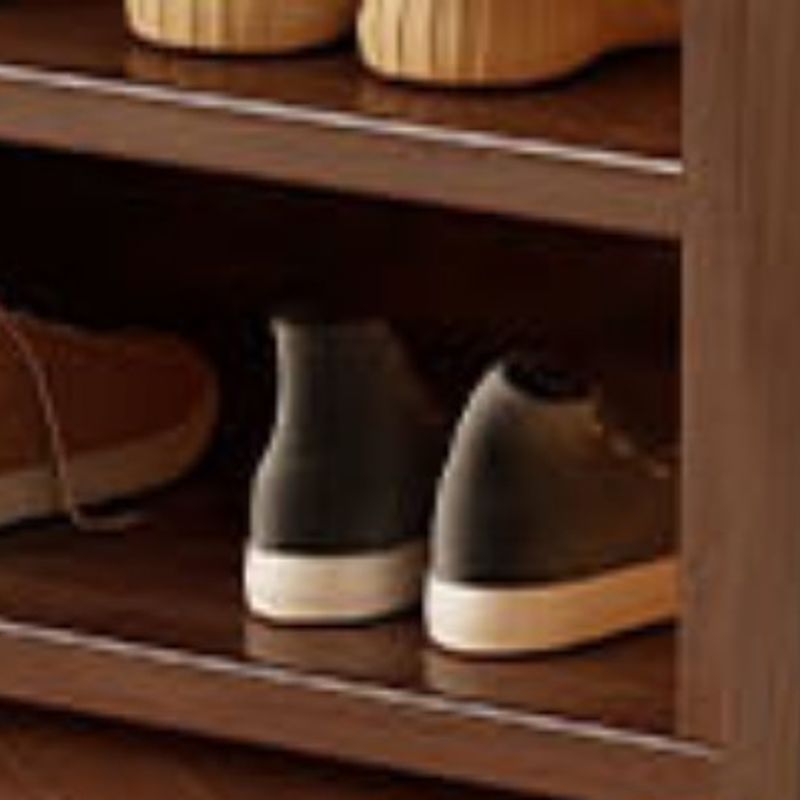 Modern Coat Tree with Stockroom Storage, 7 Shelves, Rubberwood Frame, and Wood Hook