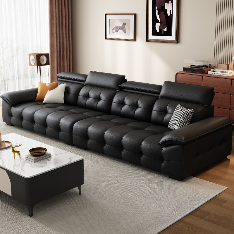 Contemporary Modern Solid Color Scratch-immune Standard Sofa in Ink for 4-seater/6-seater/3 with 3 Pillows/1 Pillow