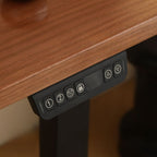 Simplistic Flexible Height Desk with Rainproof Toboggan Base, Automatic Height Adjustment, Auburn Lumber Top, Floor Mounted
