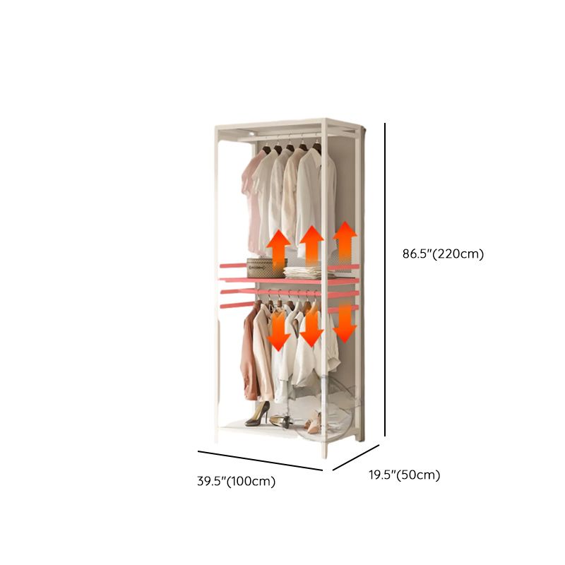 Chalk Contemporary Steel Coat Rack with Receptacle, 3 Shelves/2 Shelves, Alloy Bench, and Shoe Storage