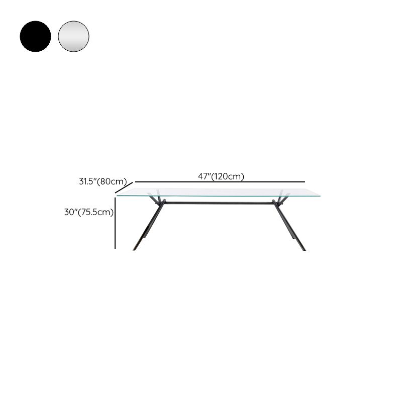 Trendy Clear Gloss Finish Glass Table with Trestle Base for 8-person/6-person/4-person Seating, Scratch-proofed Tempered Glass