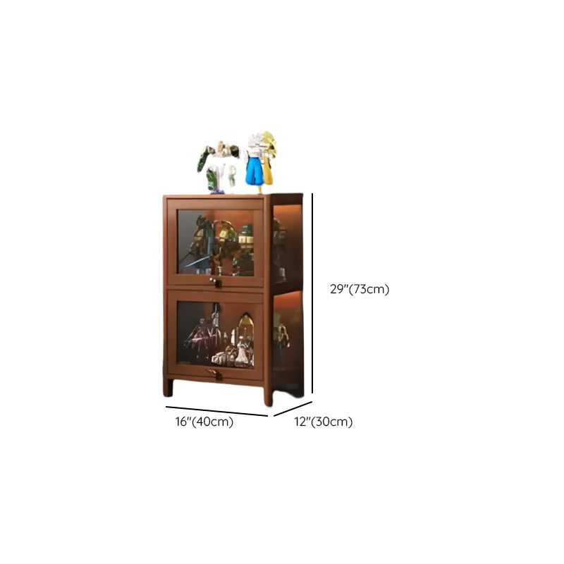 Charcoal Simplistic Bambusa Flooring Curio Cabinet with Sealed Cabinet, 2 Shelves/3 Shelves/4 Shelves, 2 Doors/3 Doors/4 Doors